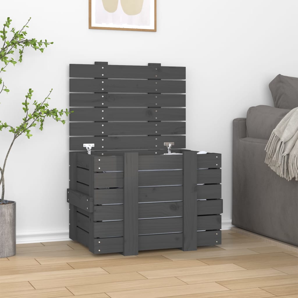 Vidaxx Aufbewahrungsbox 58x40,5x42 cm massives Kiefernholz grau
