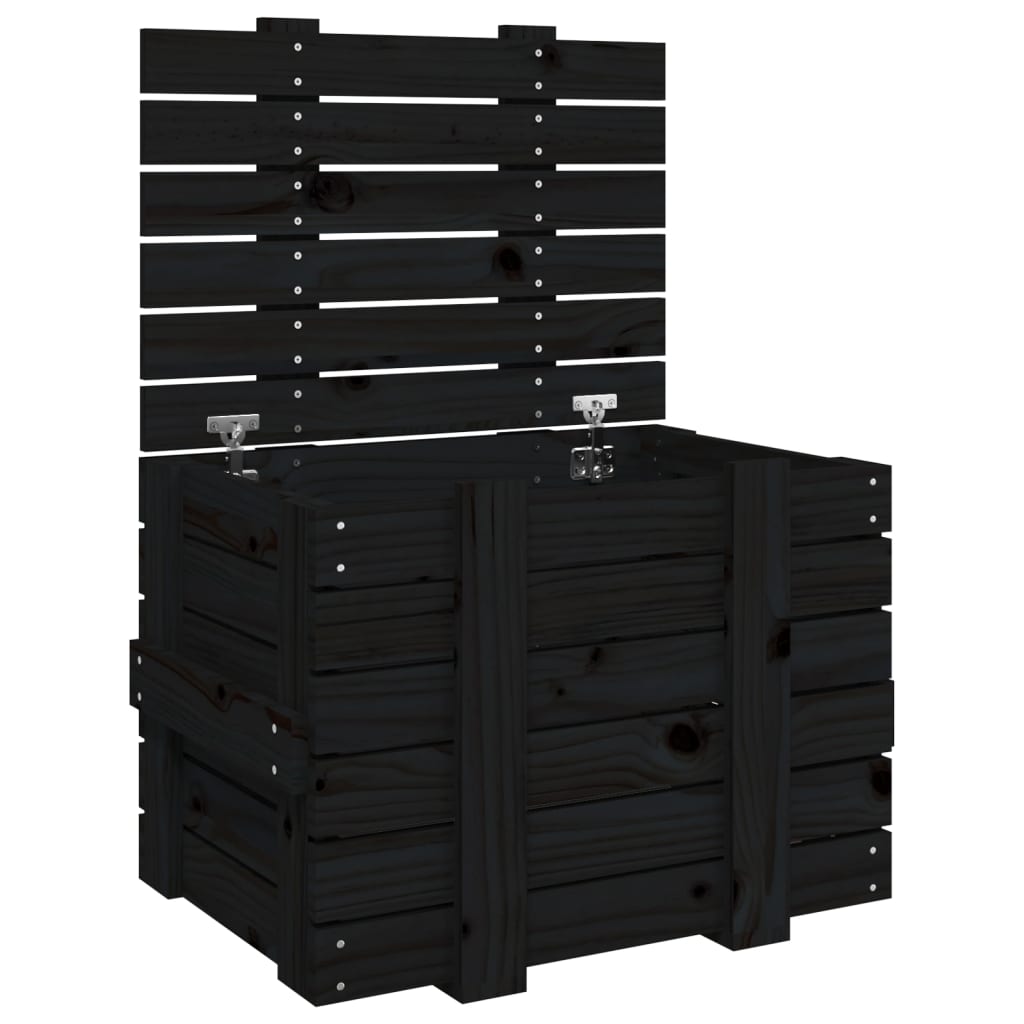Vidaxx Aufbewahrungsbox 58x40,5x42 cm massives Kiefernholz schwarz