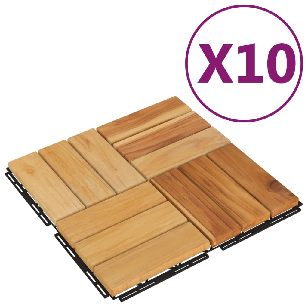 Vidaxx Terrassenplatten 10 Stück 30x30 cm massives Teakholz