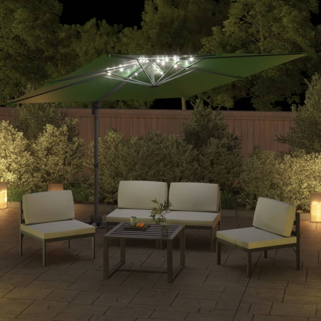 Vidaxx schwimmender Sonnenschirm mit LED-Beleuchtung 400x300 cm grün