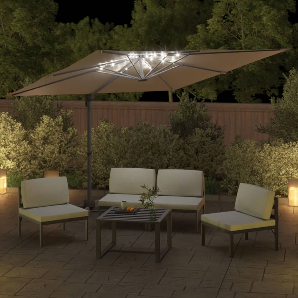 Vidaxx schwimmender Sonnenschirm mit LED-Beleuchtung 400x300 cm Taupe