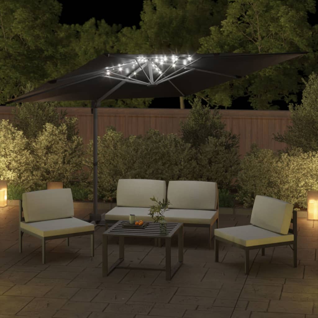 Vidaxx schwimmender Sonnenschirm mit LED-Beleuchtung 400x300 cm schwarz