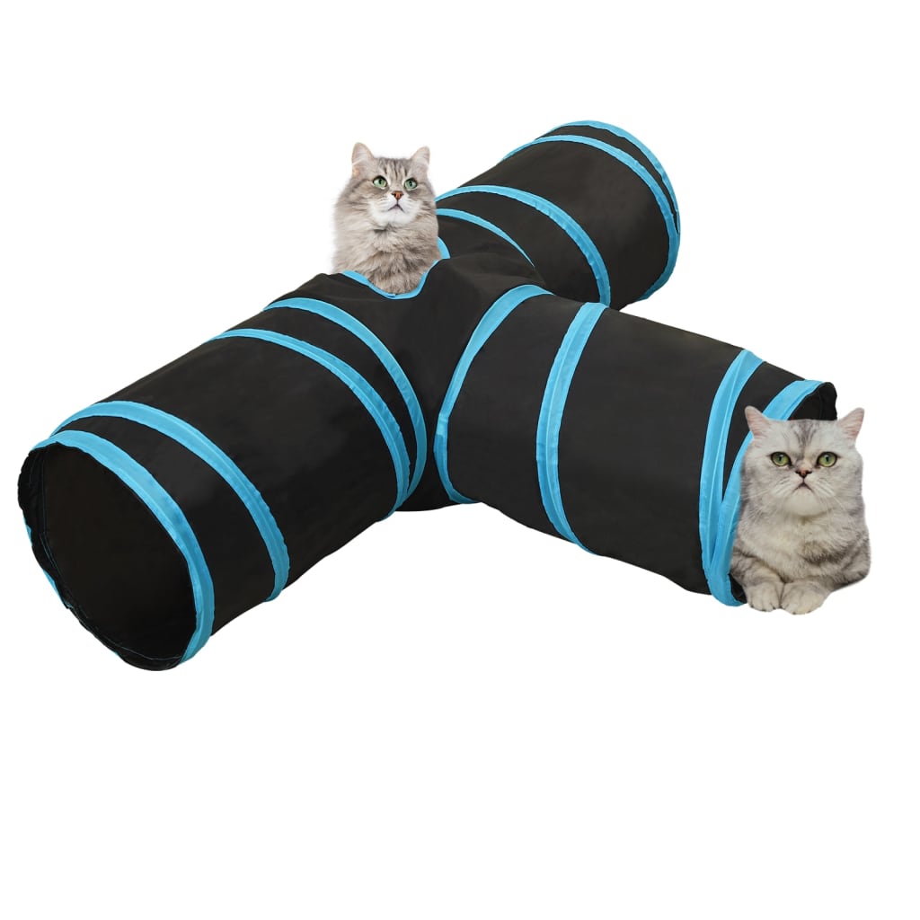 VidaXL Katzentunnel 3-Wege 90 cm Polyester Schwarz und Blau
