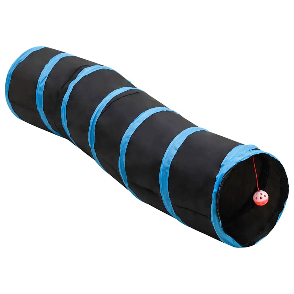 VidaXL Katzentunnel S-Form 122 cm Polyester Schwarz und Blau