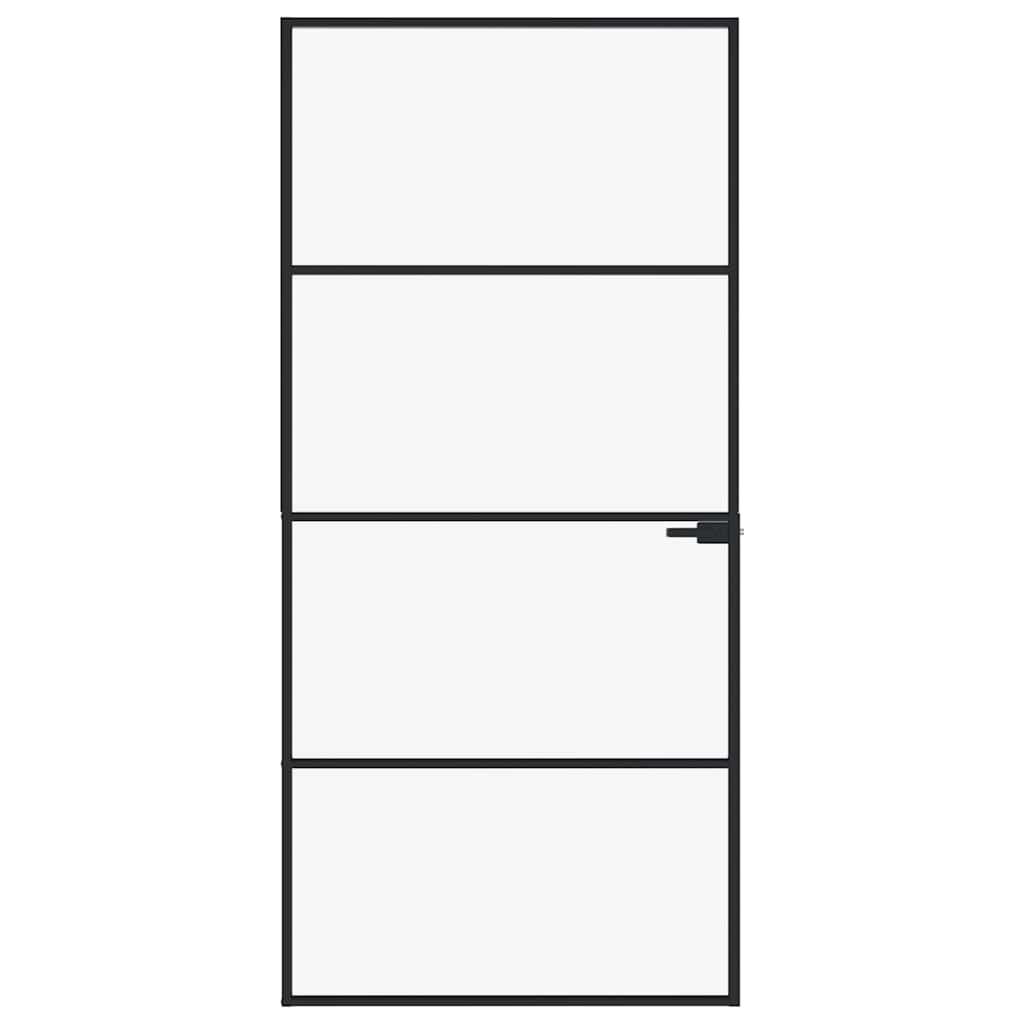 Vidaxx Innentür 93x201,5 cm Hartglas und Aluminium schmal schwarz