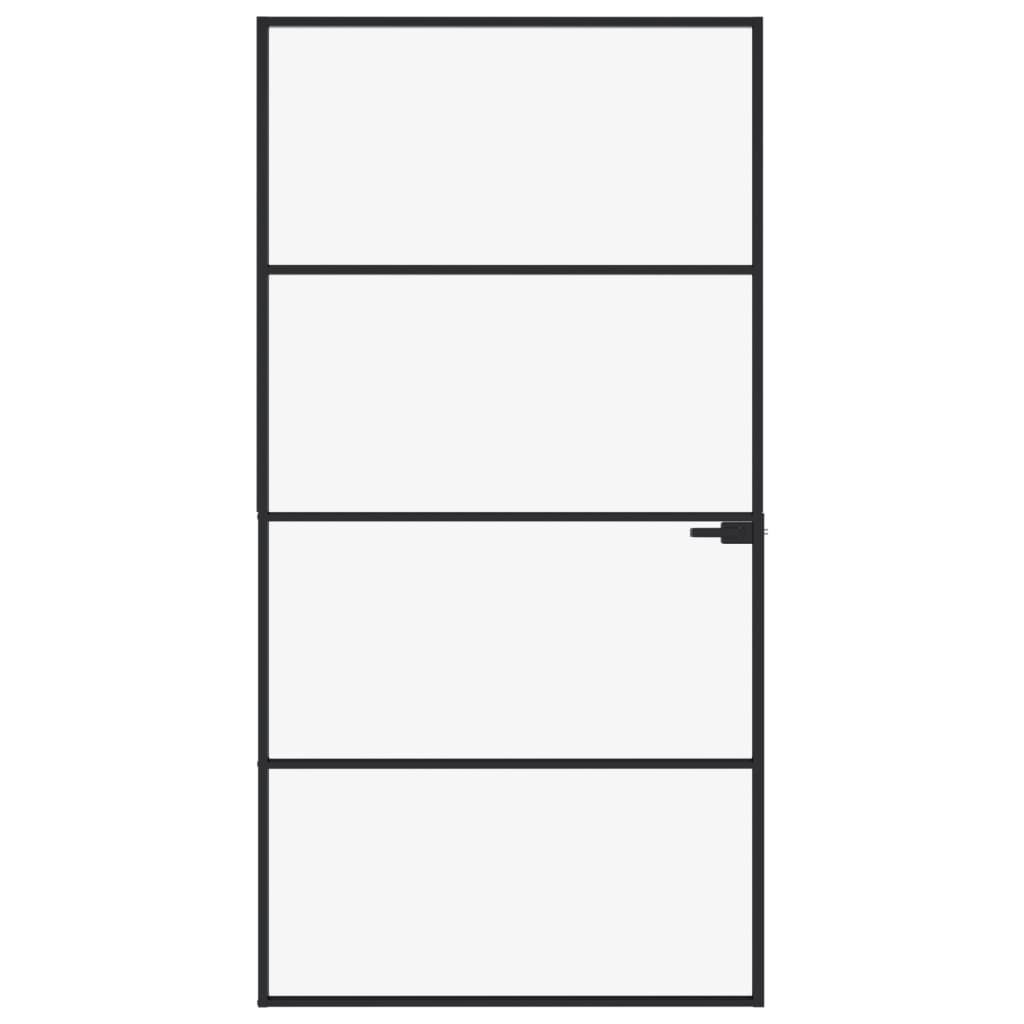 VidaXL Innentür 102x201,5 cm gehärtetes Glas und Aluminium schmal schwarz