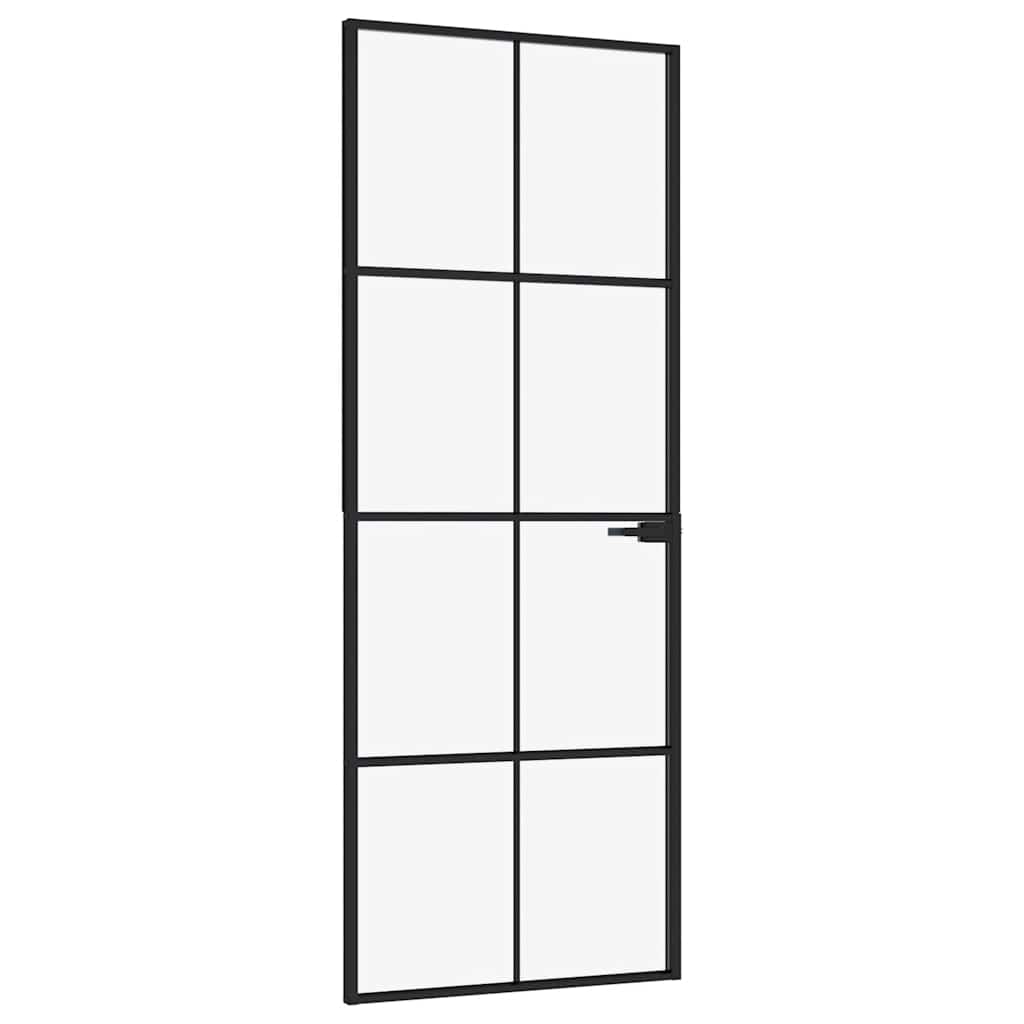 VidaXL Innentür 76x201,5 cm gehärtetes Glas und Aluminium schmal schwarz