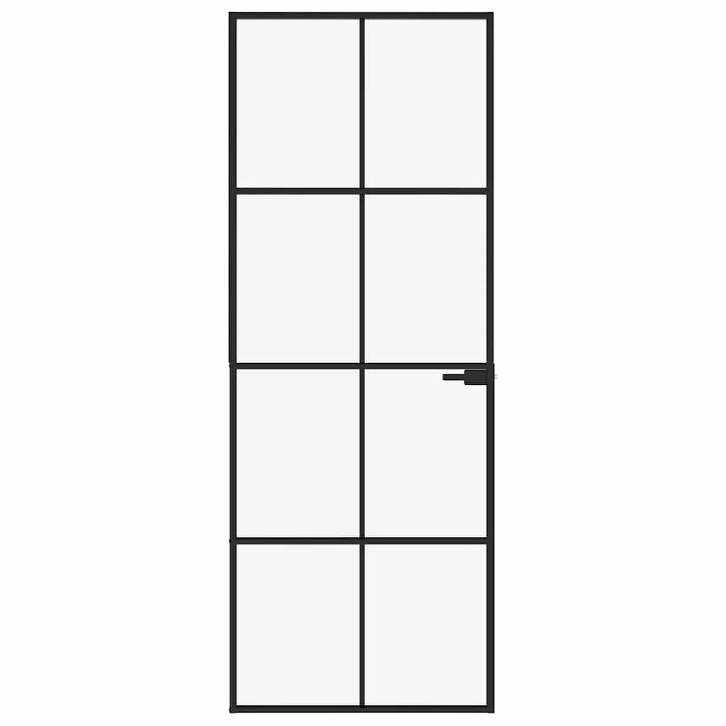 VidaXL Innentür 76x201,5 cm gehärtetes Glas und Aluminium schmal schwarz