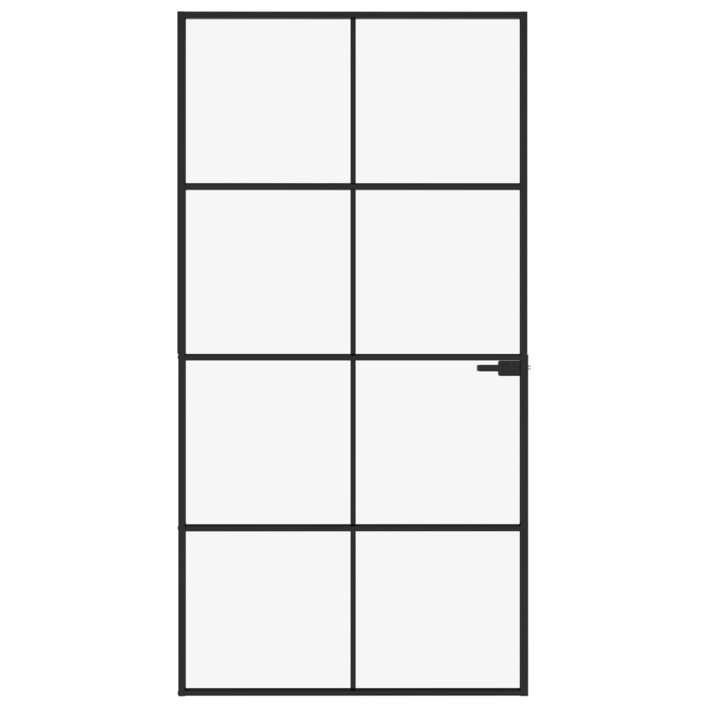 VidaXL Innentür 102x201,5 cm gehärtetes Glas und Aluminium schmal schwarz
