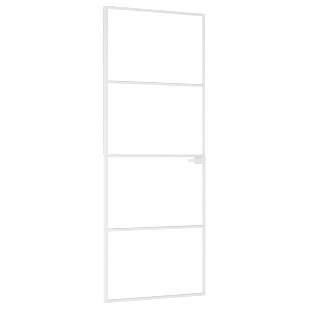 VidaXL Innentür 76x201,5 cm gehärtetes Glas und Aluminium schmal weiß