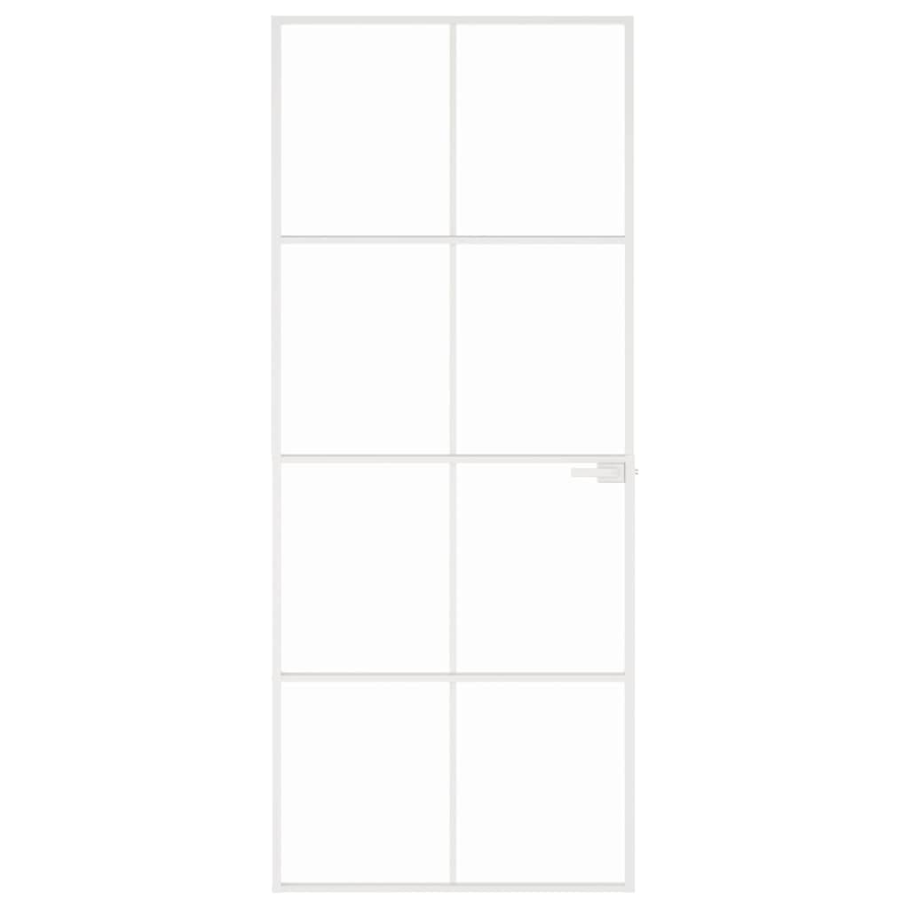 VidaXL Innentür 83x201,5 cm gehärtetes Glas und Aluminium schmal weiß