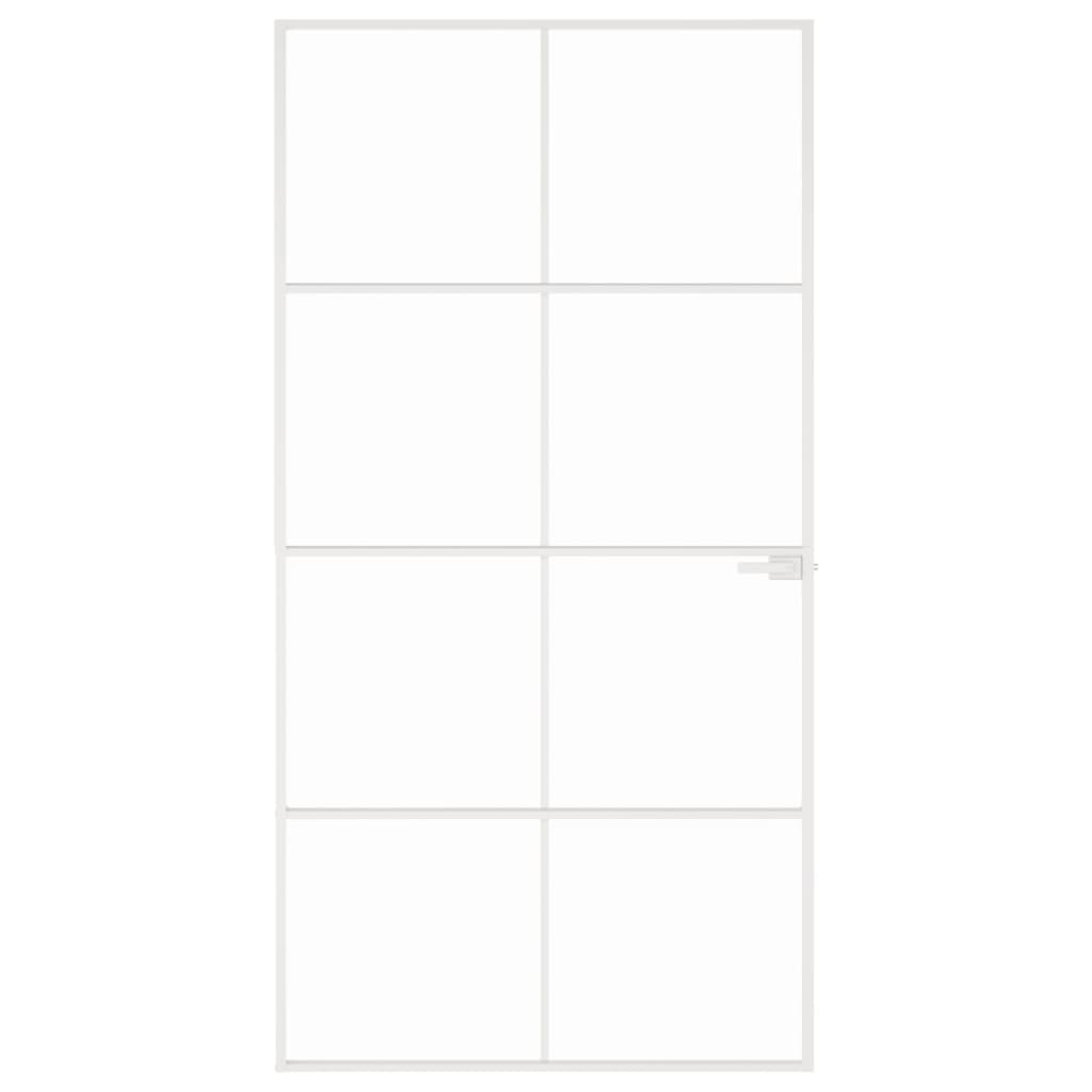 VidaXL Innentür 102x201,5 cm gehärtetes Glas und Aluminium schmal weiß
