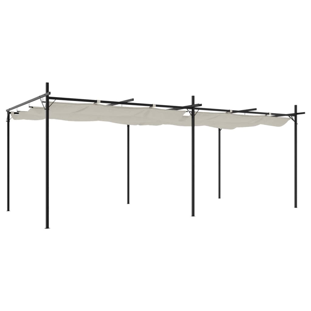VidaXL Pergola mit ausfahrbarem Dach 589x292x230 cremefarben