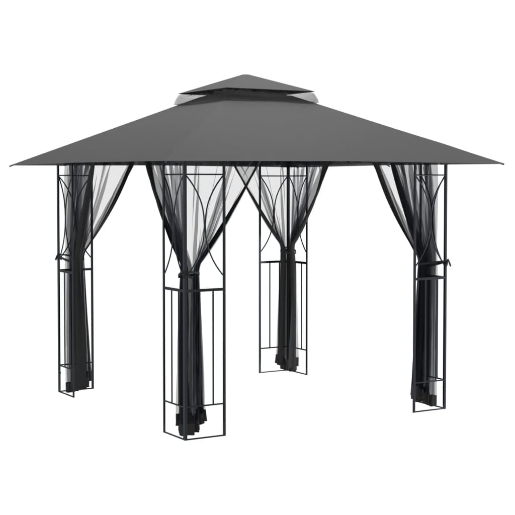 Vidaxx Pavillon mit Seitenwänden 300x300x270 cm Stahl Anthrazit
