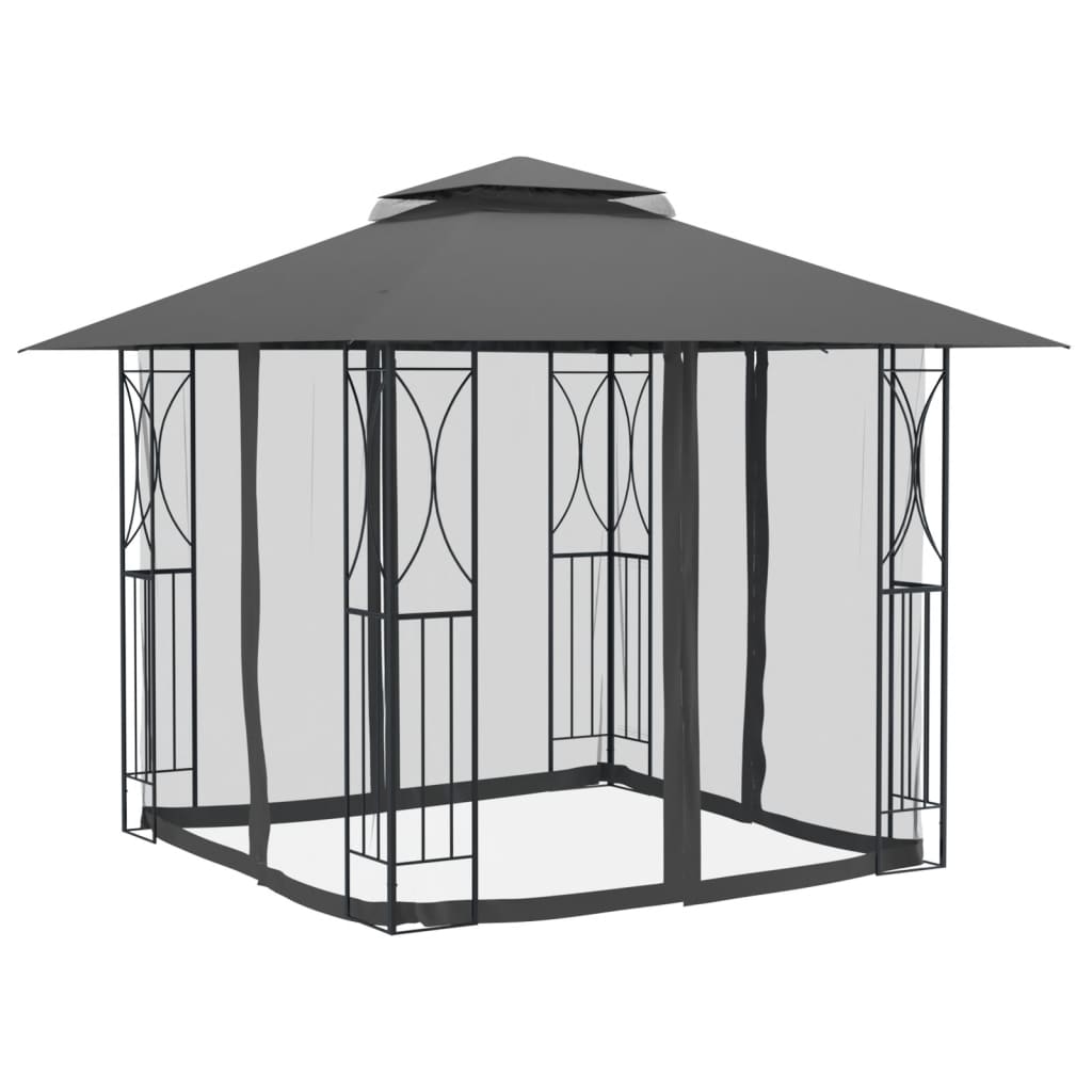 Vidaxx Pavillon mit Seitenwänden 300x300x270 cm Stahl Anthrazit