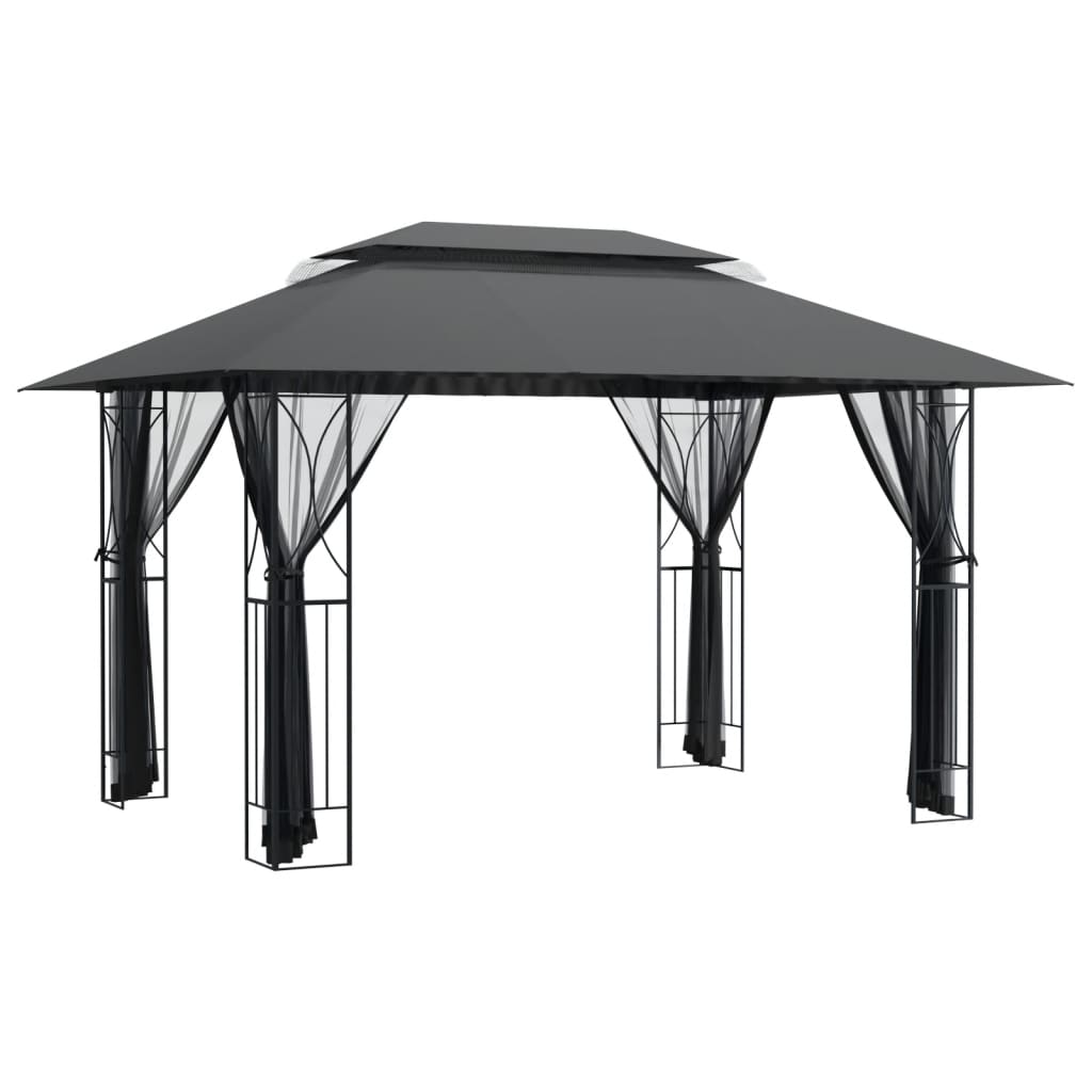Vidaxx Pavillon mit Seitenwänden 400x300x270 cm Stahl Anthrazit