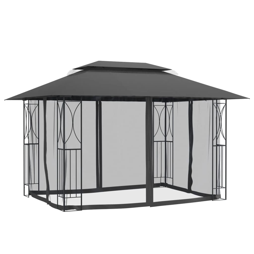 Vidaxx Pavillon mit Seitenwänden 400x300x270 cm Stahl Anthrazit