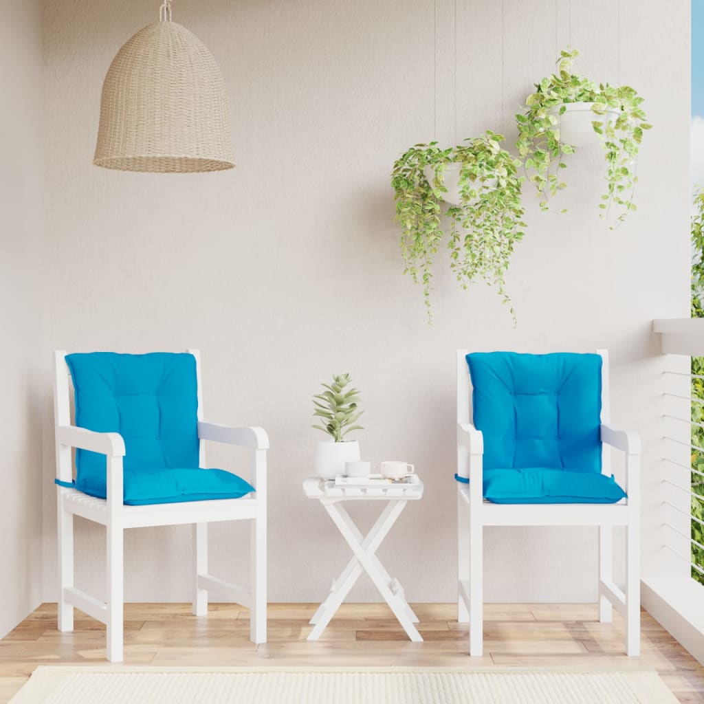VidaXL Gartenstuhlkissen 2 Stück niedrige Rückenlehne 100x50x7 cm Stoff blau
