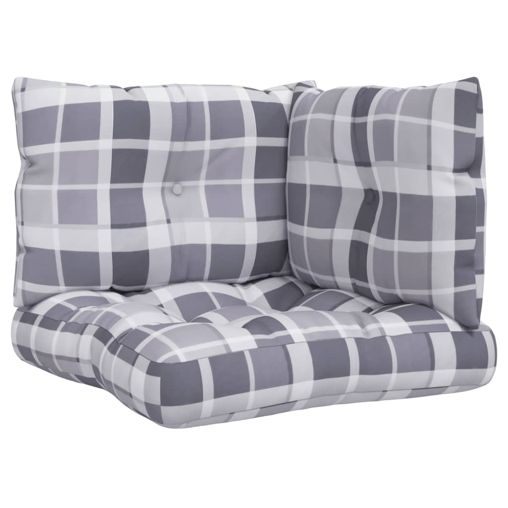 VidaXL Palettenkissen 3 Stück Stoff Rautenmuster Grau