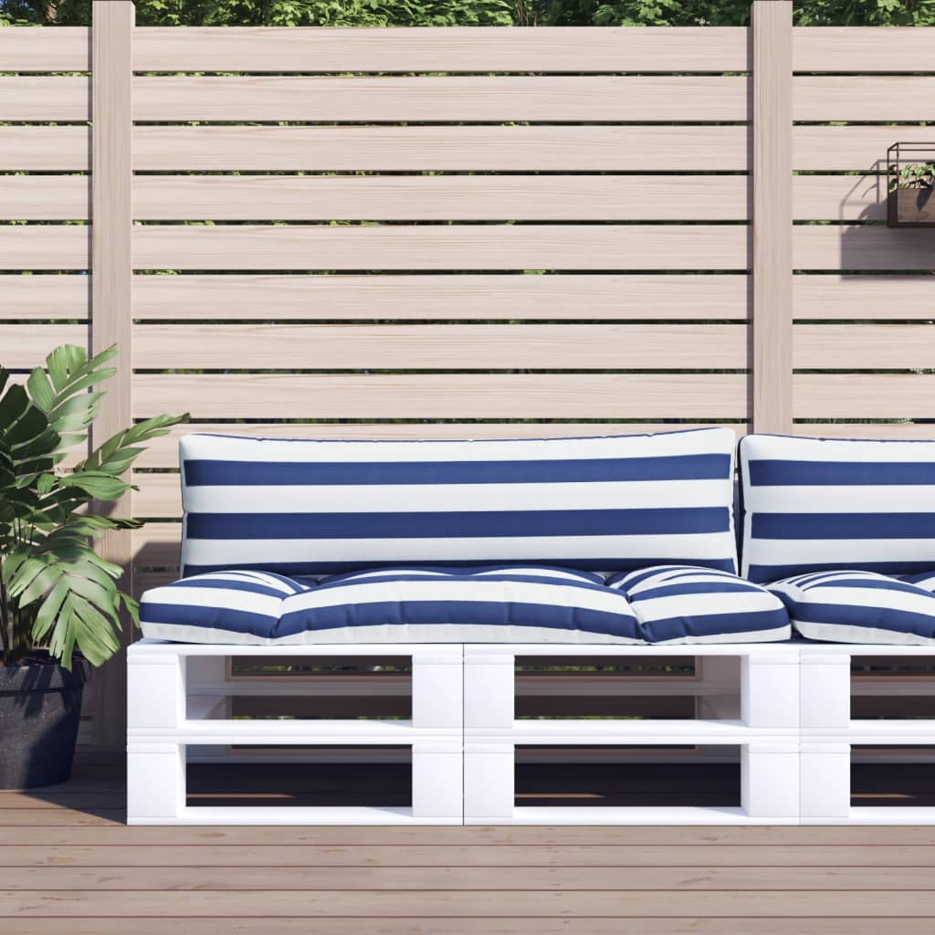 VidaXL Palettenkissen 2 Stück gestreifter Oxford-Stoff weiß und blau