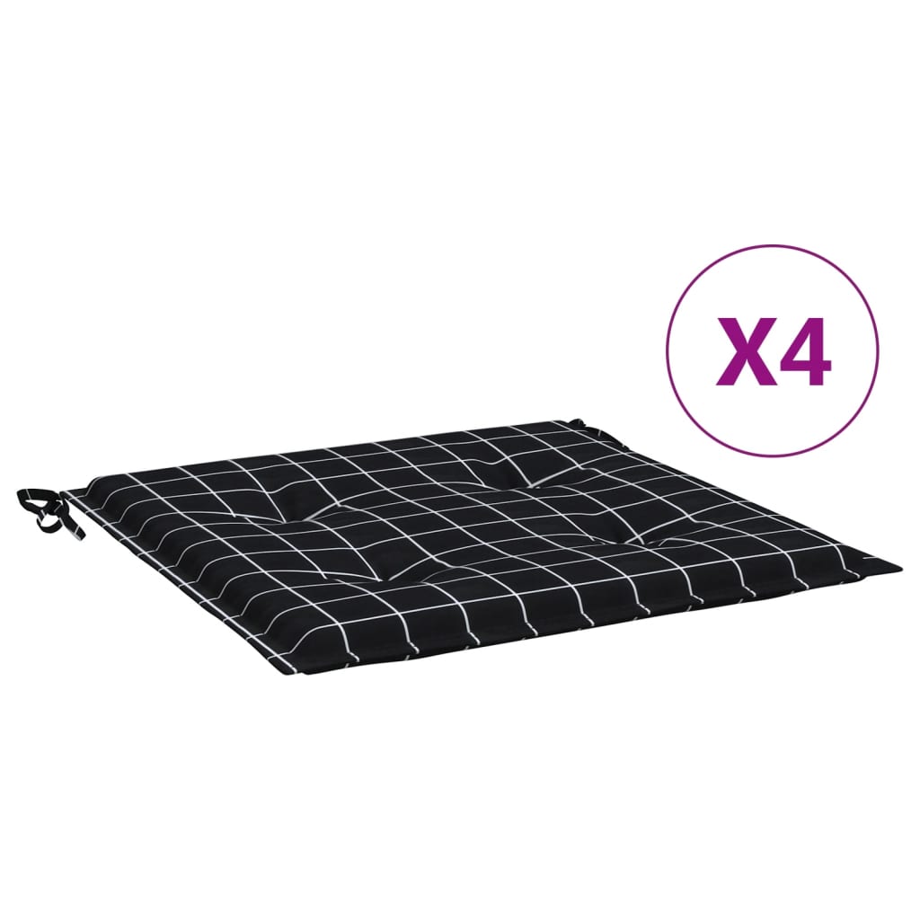 VidaXL Gartenstuhlkissen 4 Stück Rautenmuster 40x40x3 cm Stoff schwarz