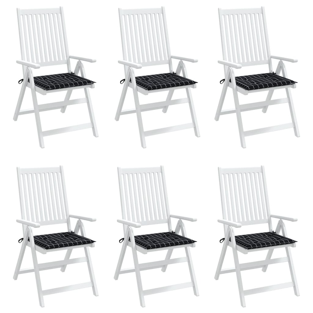 VidaXL Gartenstuhlkissen 6 Stück Rautenmuster 50x50x3 cm Stoff schwarz