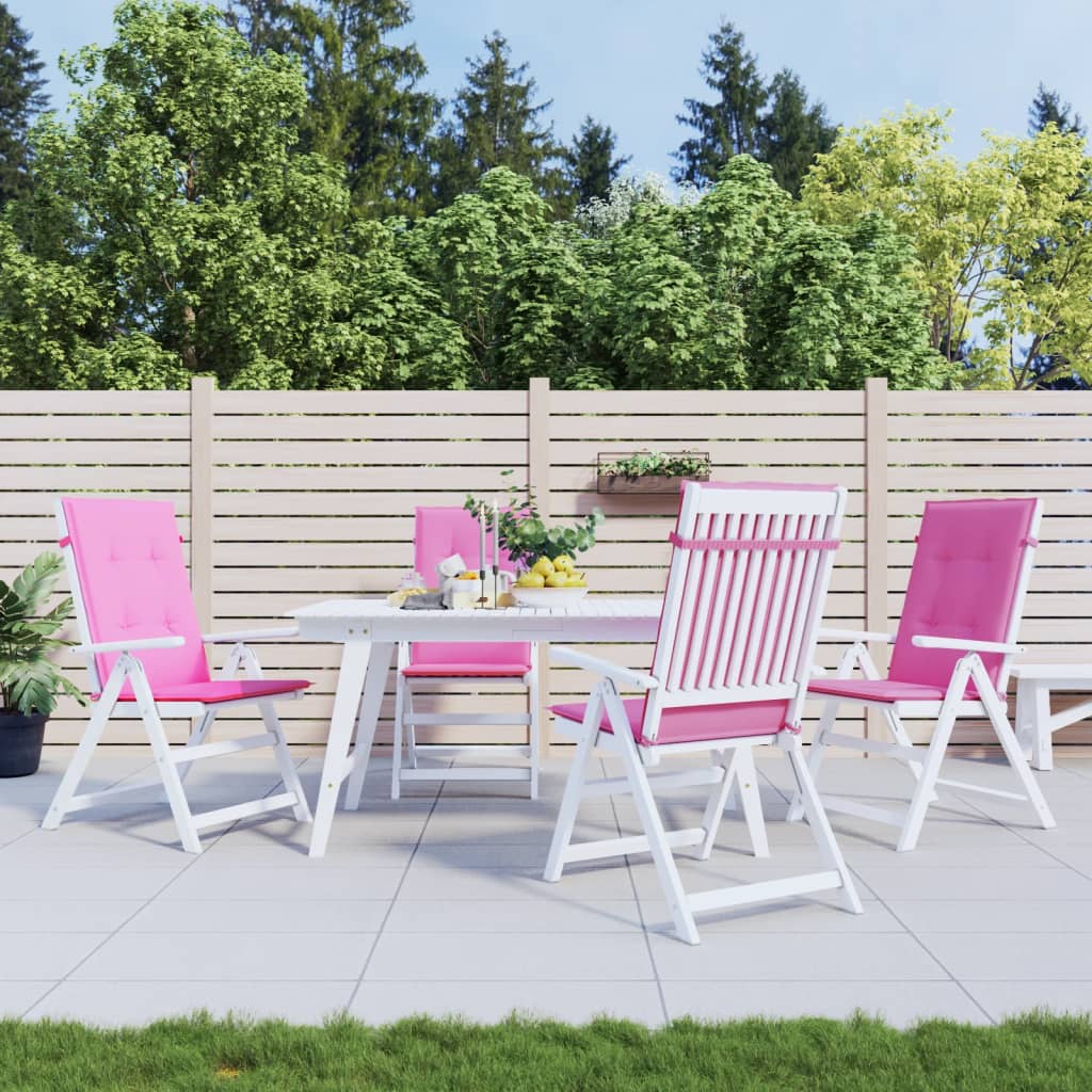 VidaXL Stuhlkissen 4 Stück Stoff mit hoher Rückenlehne rosa
