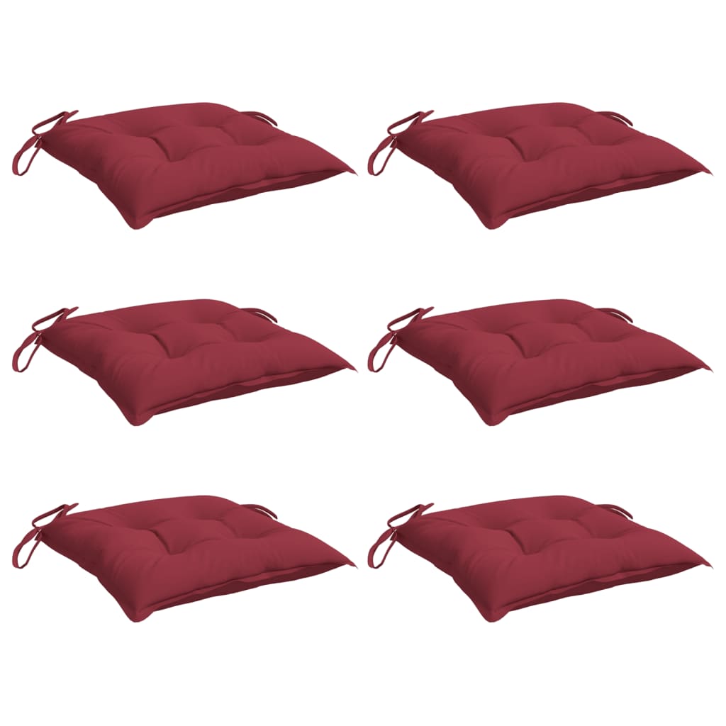 VidaXL Stuhlkissen 6 Stück 40x40x7 cm Oxford-Stoff weinrot