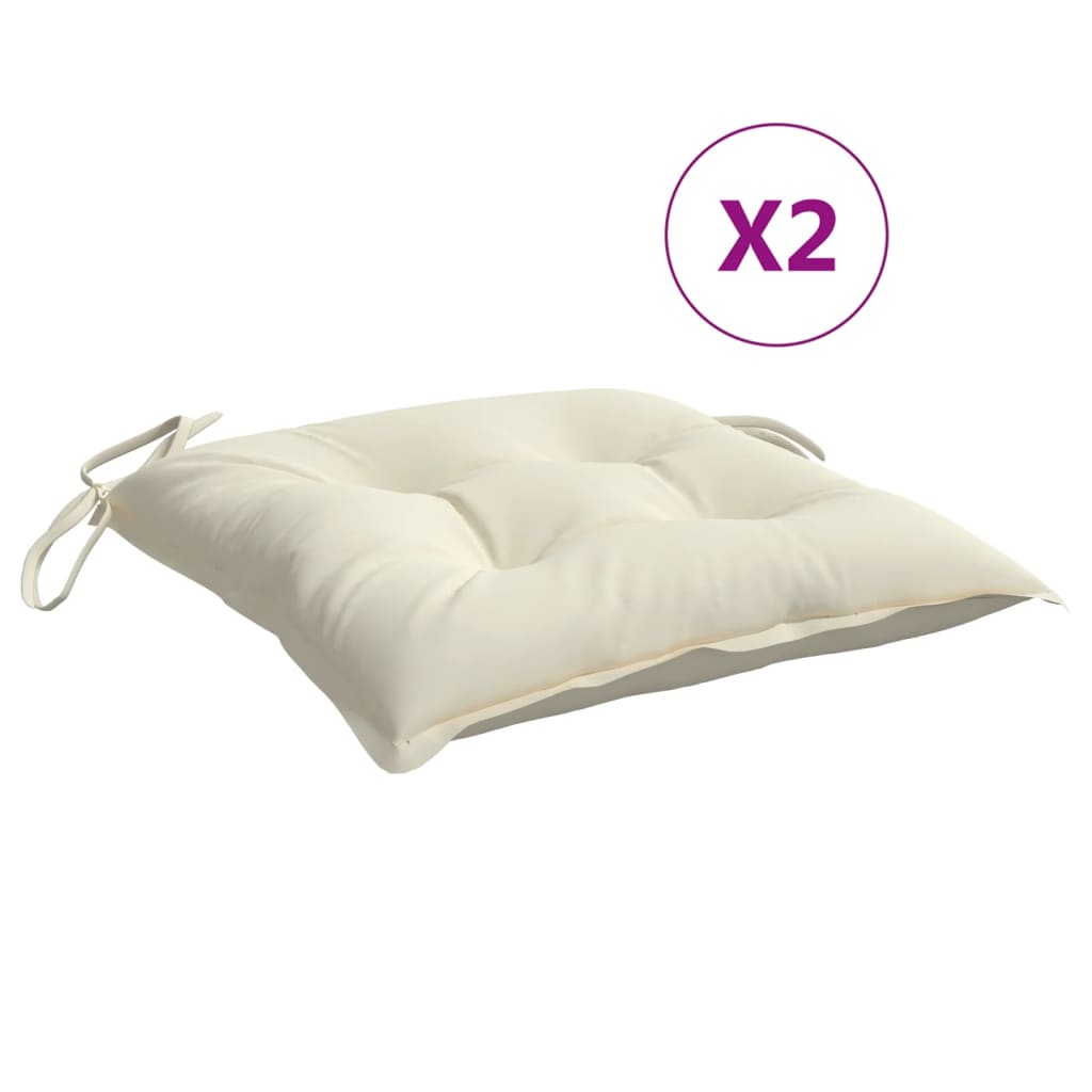 Vidaxl stoelkussens 2 st 50x50x7 cm oxford stof crèmewit