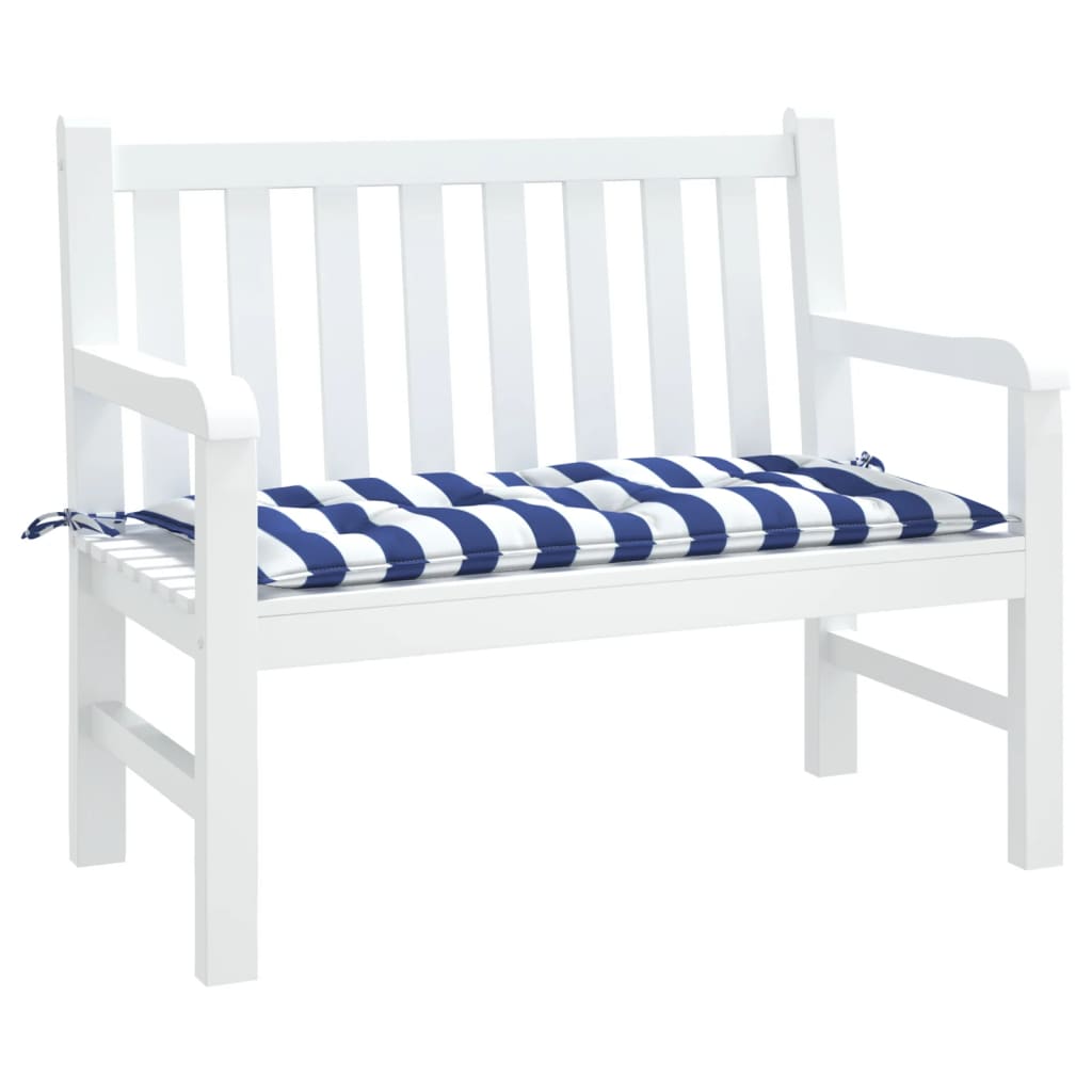 VidaXL Gartenbankauflage 100x50x7 cm Stoff weiß und blau gestreift