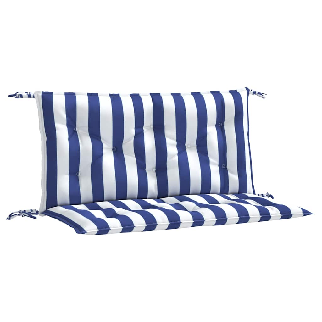 VidaXL Gartenbankauflagen 2 Stück gestreift 100x50x7 cm Stoff weiß und blau