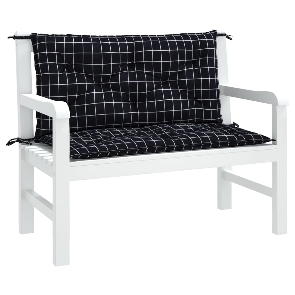 VidaXL Gartenbankauflagen 2 Stk. Rautenmuster 100x50x7 cm Stoff schwarz