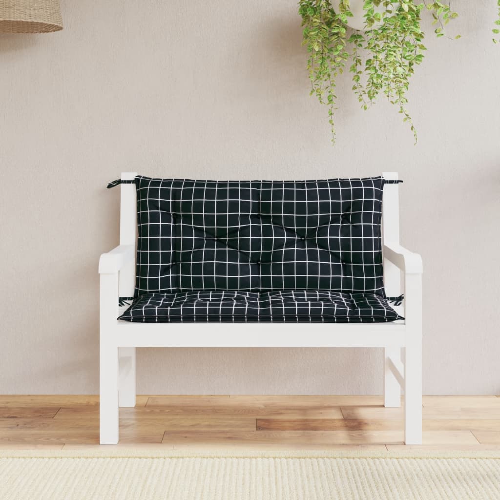 VidaXL Gartenbankauflagen 2 Stk. Rautenmuster 100x50x7 cm Stoff schwarz