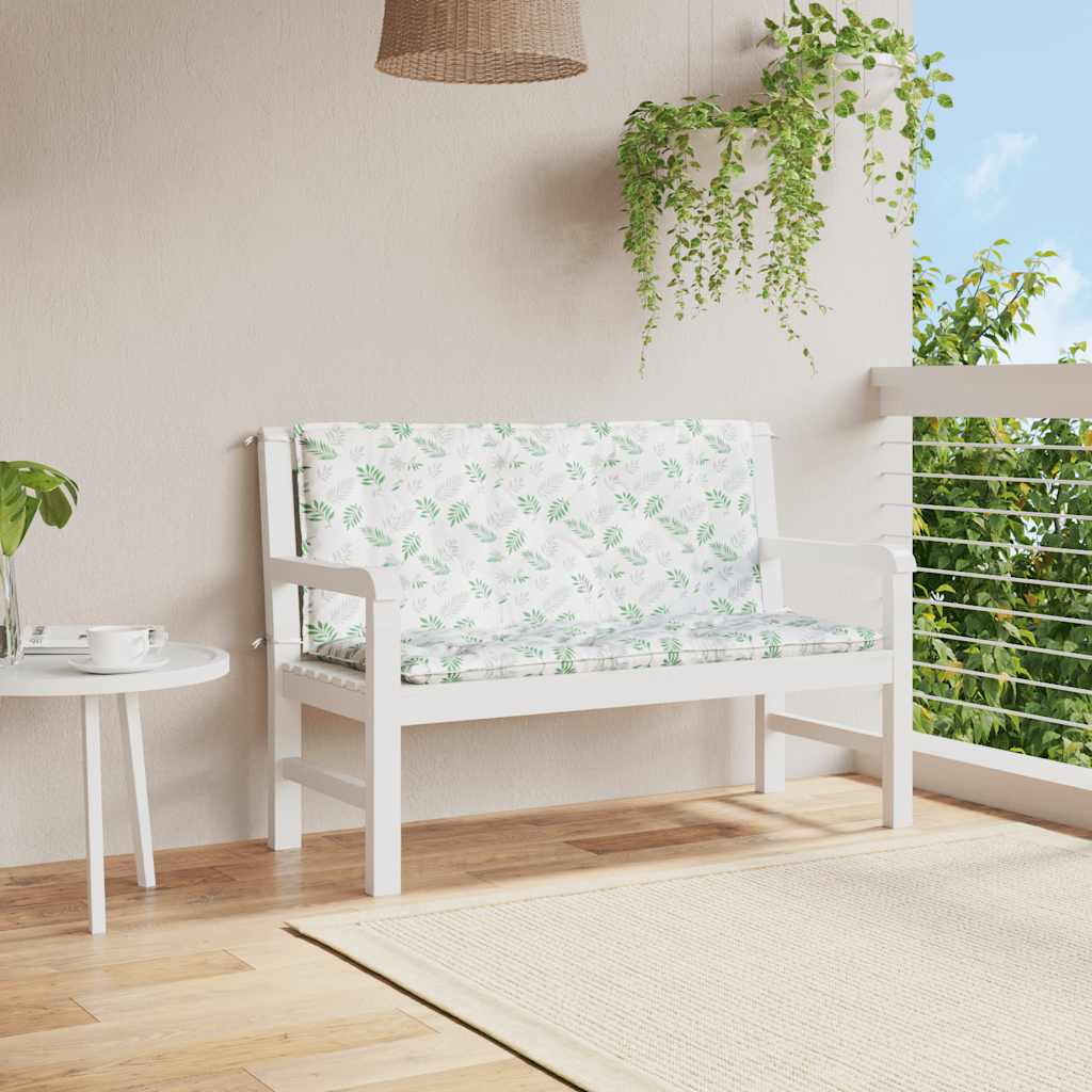 Vidaxx Gartenbankauflagen 2 Stk. Blattmuster 120x50x7 cm Stoff