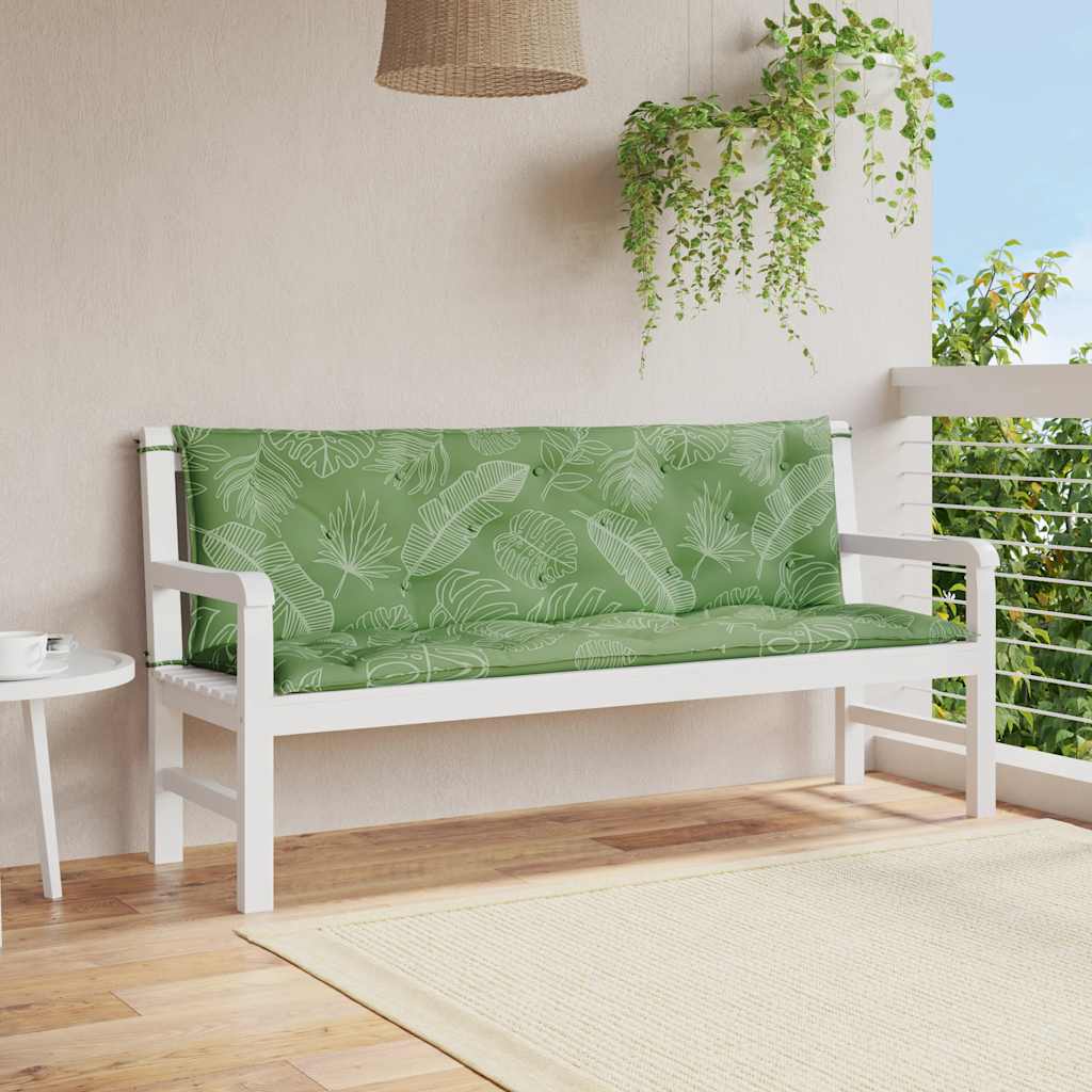 Vidaxx Gartenbankauflagen 2 Stück Blattmuster 150x50x7 cm Stoff