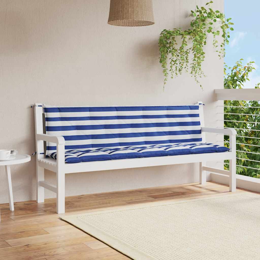Vidaxl Gartenbankkissen 2 Stück Oxford-Stoff weiß und blau gestreift