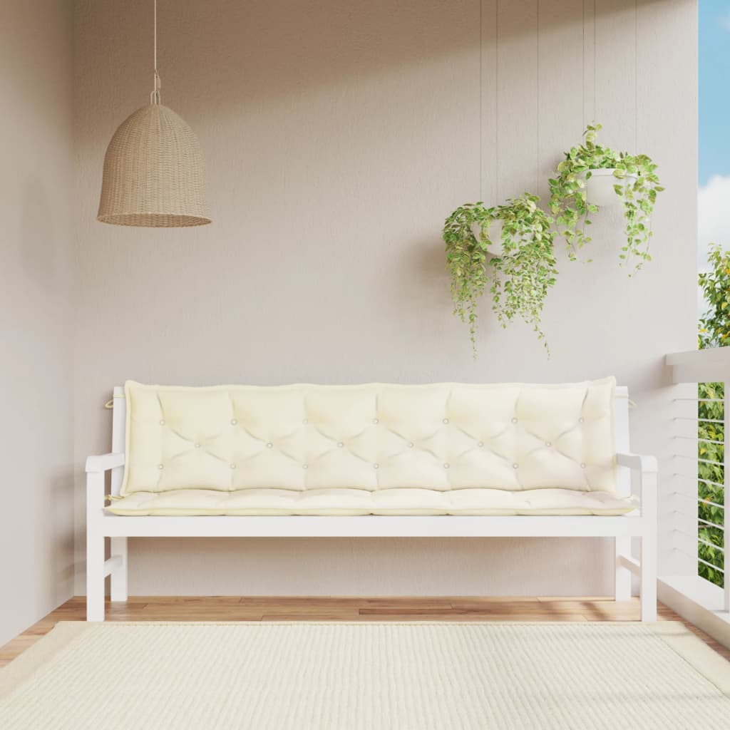 Vidaxx Gartenbankauflagen 2 Stk. 200x50x7 cm Oxford-Stoff cremeweiß