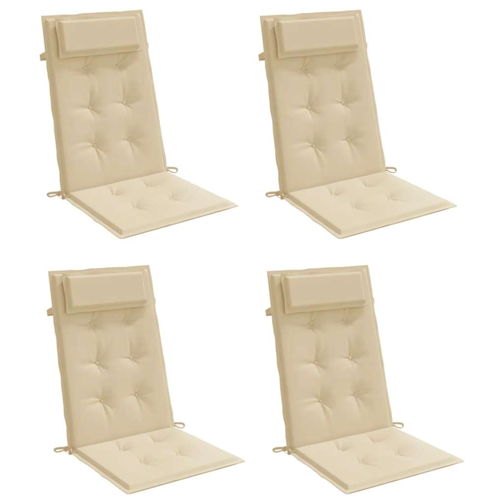 VidaXL Stuhlkissen 4 Stück Oxford-Stoff mit hoher Rückenlehne Beige