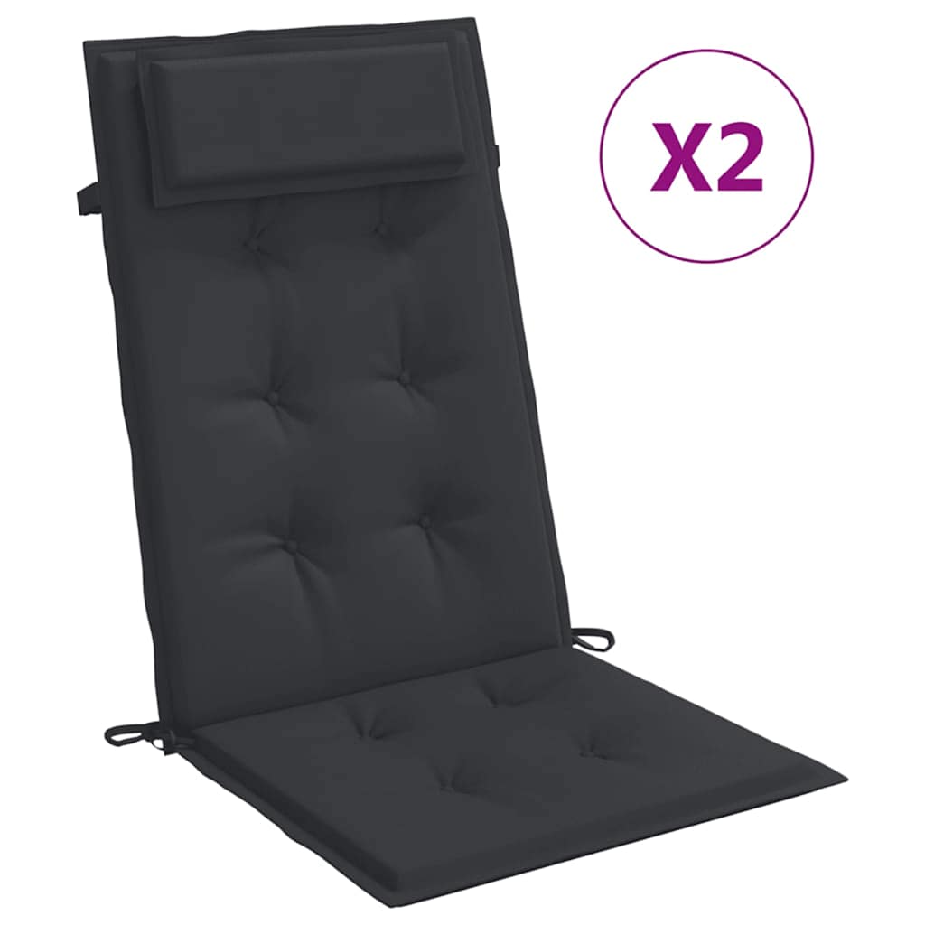 Vidaxl stoelkussens 2 st hoge rug oxford stof zwart