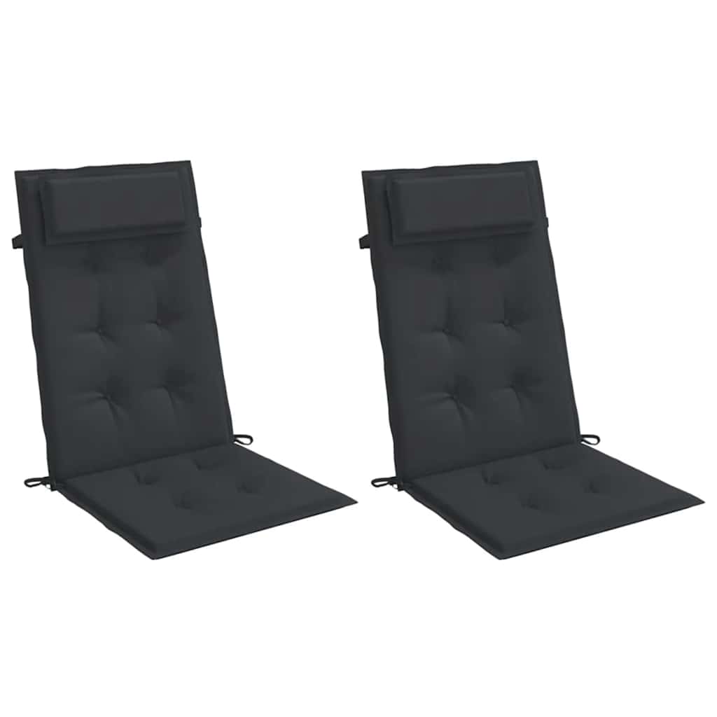 Vidaxl stoelkussens 2 st hoge rug oxford stof zwart