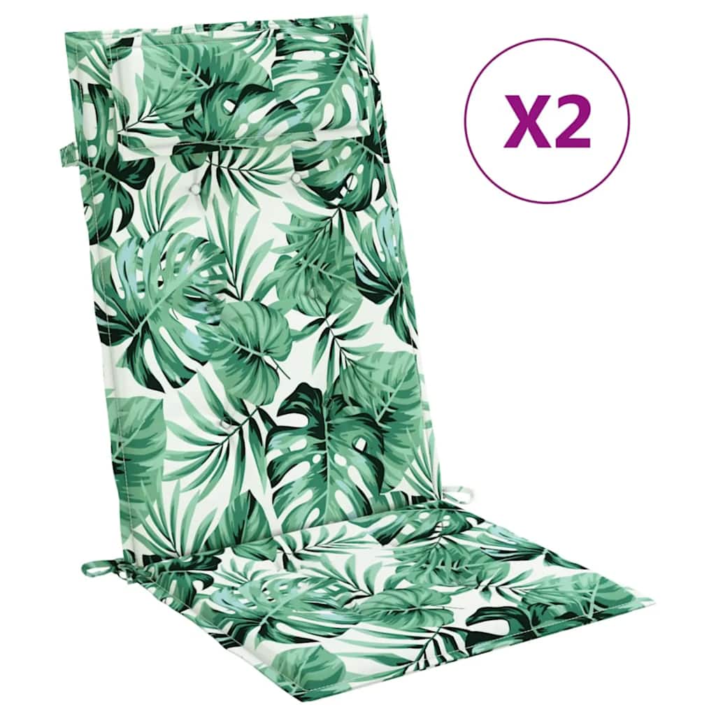 Vidaxl stoelkussens 2 st hoge rug bladpatroon oxford stof