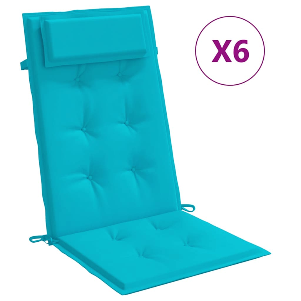 Vidaxl stoelkussens 6 st hoge rug oxford stof turquoise