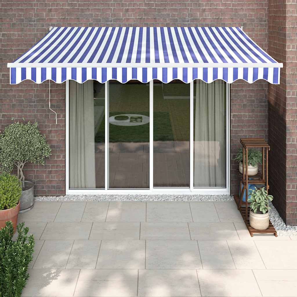 Vidaxl luifel elektrisch uitschuifbaar 3,5x2,5 m blauw en wit