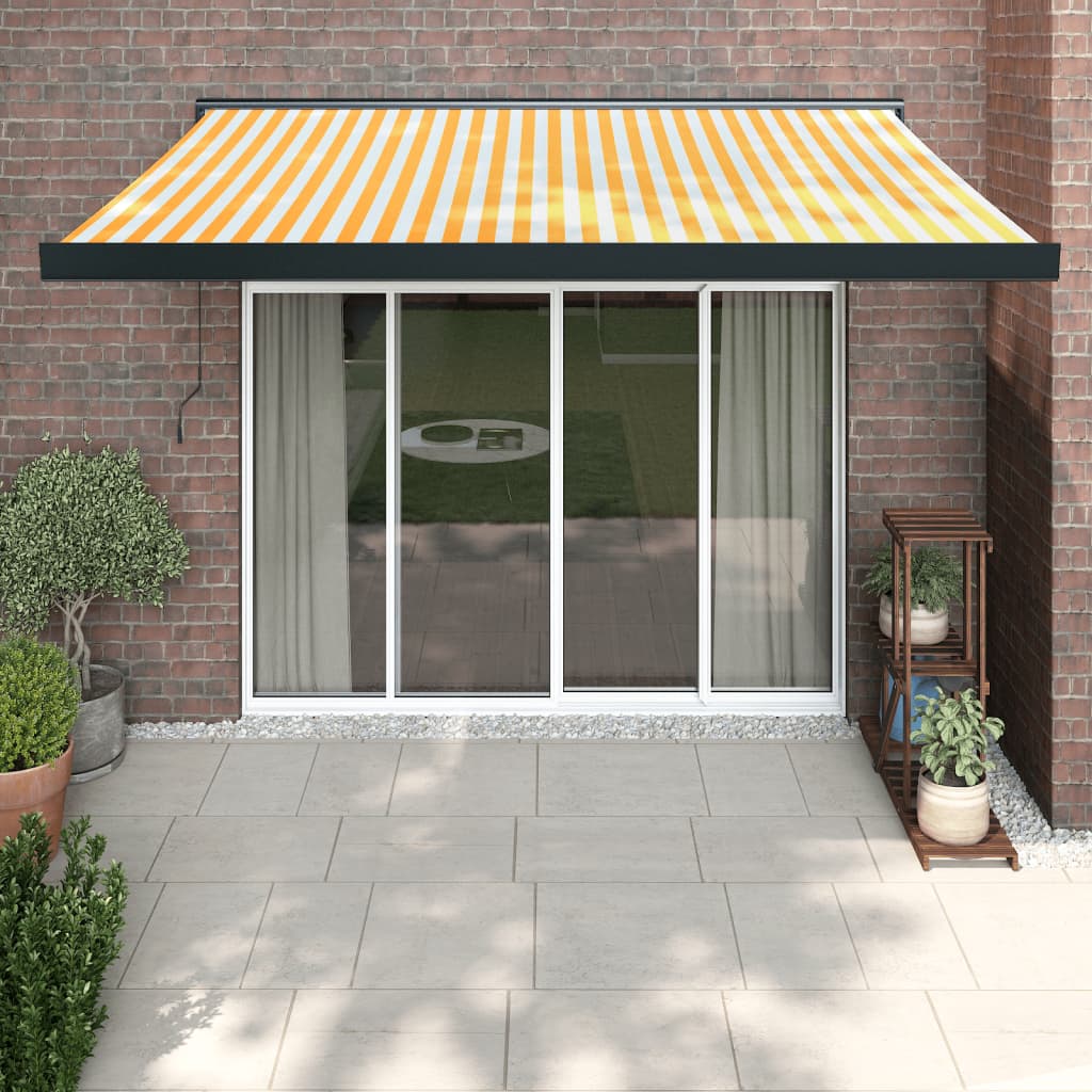 VidaXL Ausziehbare Markise 3x2,5 m Stoff und Aluminium Gelb und Weiß