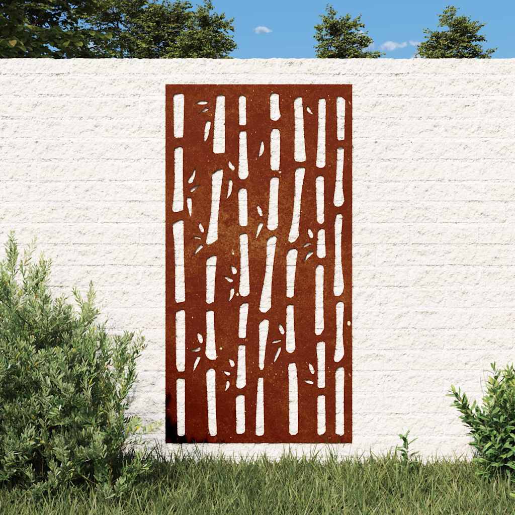 VidaXL Wanddekoration Garten Bambus Design 105x55 cm Cortenstahl