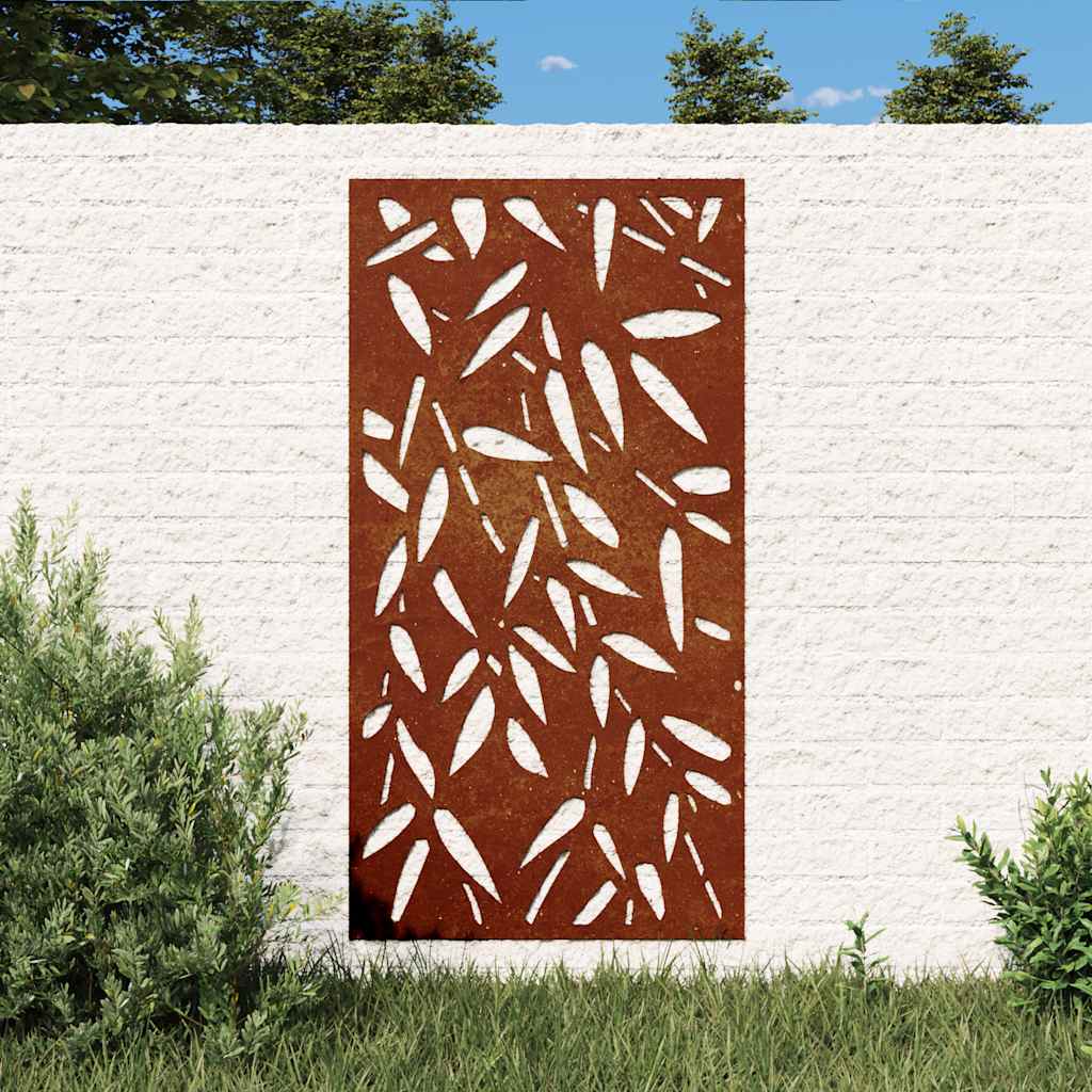 VidaXL Wanddekoration Garten Bambusblatt Design 105x55 cm Cortenstahl