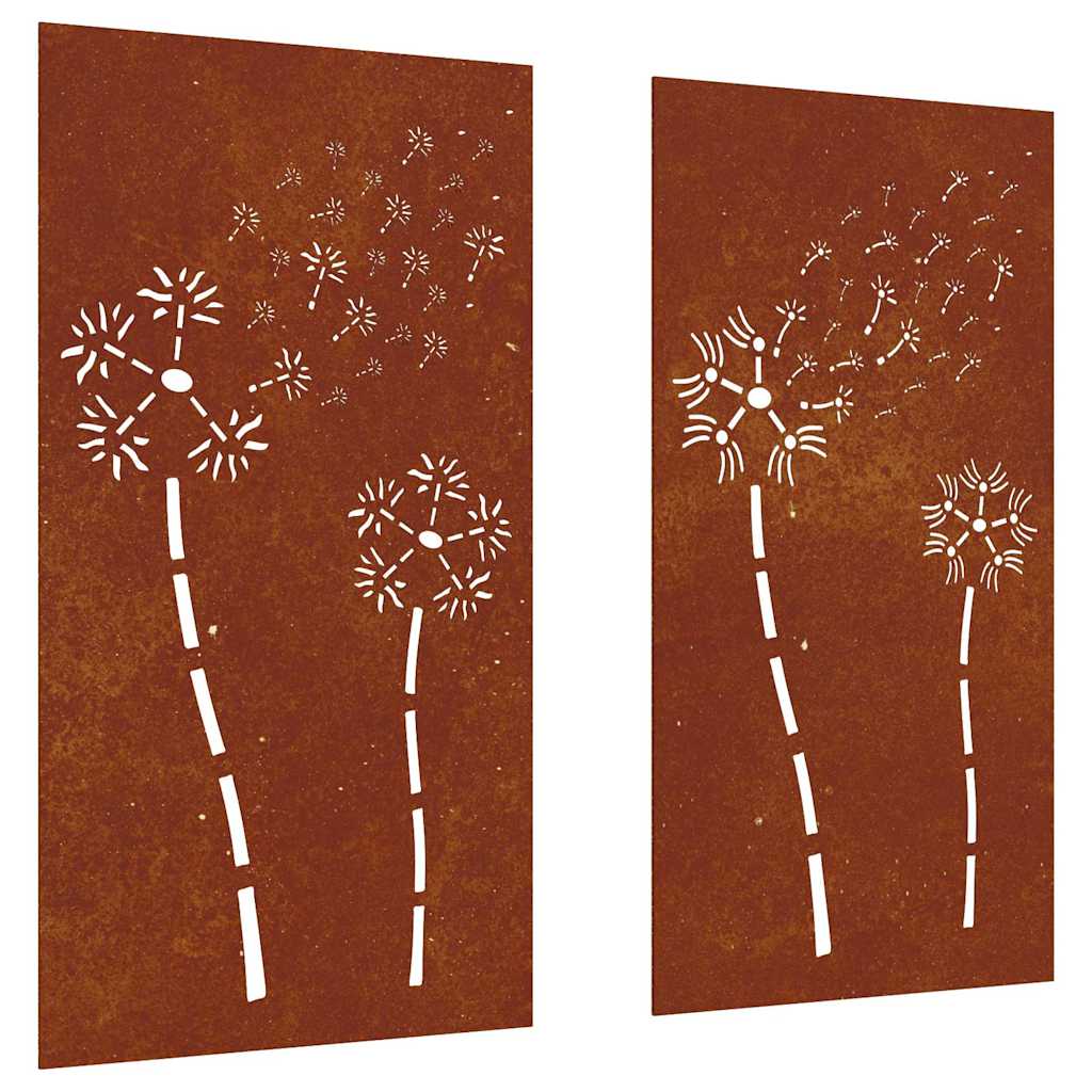 VidaXL Wanddekoration Garten 2 Stück Blumenmuster 105x55 cm Cortenstahl