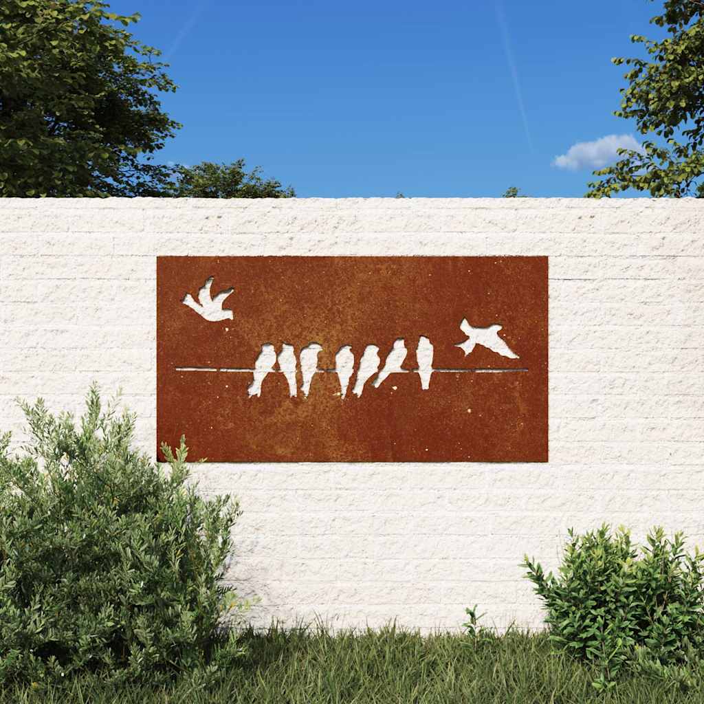 Vidaxl wanddecoratie tuin vogelontwerp 105x55 cm cortenstaal