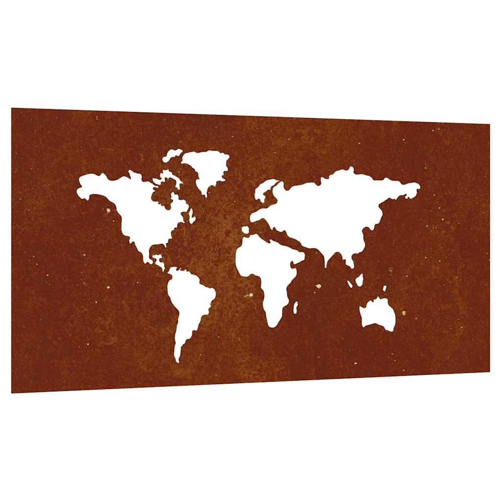 Vidaxxl Wanddekoration Garten Weltkarte Design 105x55 cm Cortenstahl