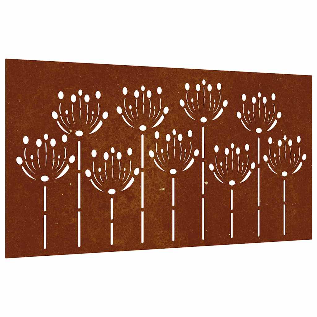 VidaXL Wanddekoration Gartenblumendesign 105x55 cm Cortenstahl